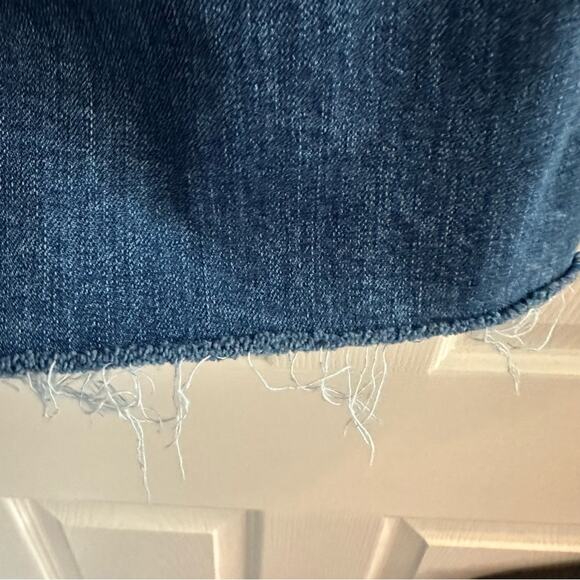 MADEWELL Slim Wide Leg Crop Jeans Raw Hem AA584 Size 25 Blue Casual 70s 90s Boho - Picture 8 of 15